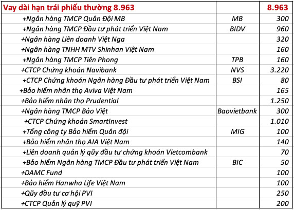 Các chủ nợ của Tập đoàn Becamex về trái phiếu.