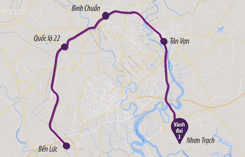 Sơ đồ tuyến Vành đai 3 TPHCM