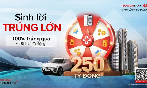“Sinh lời trúng lớn” cùng Techcombank với tổng giá trị giải thưởng lên đến 250 tỷ đồng