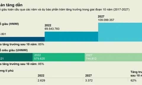 Việt Nam có hơn 1.000 người siêu giàu sở hữu trên 30 triệu USD tăng 82% chỉ sau 5 năm